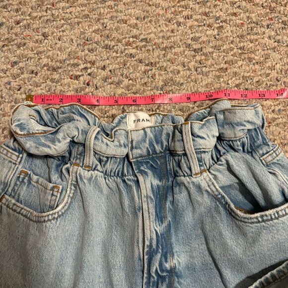 FRAME Elastic Waist Shorts in Natoma Clean Paperbag Denim- Size Small - Picture 10 of 12